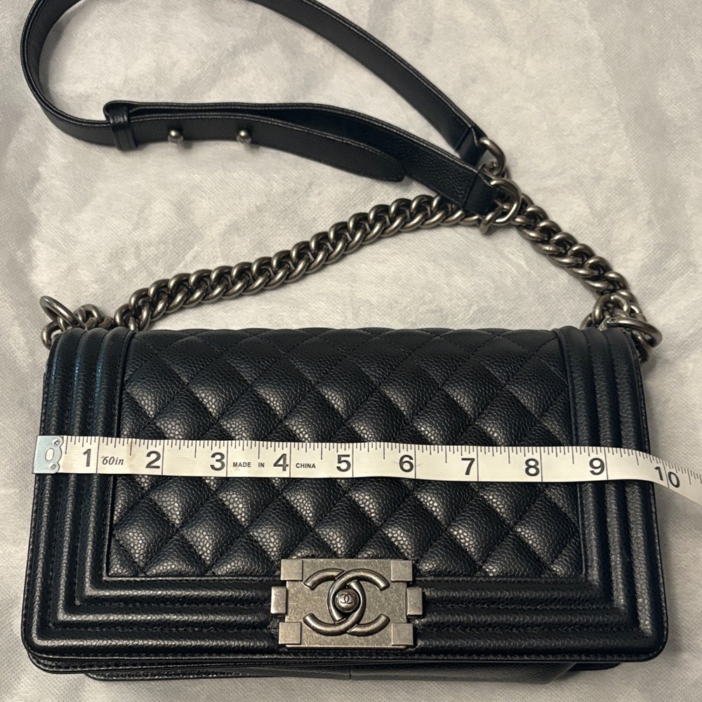 Black Quilted Leather Shoulder Bag with Gunmetal Chain - Picture 2 of 9